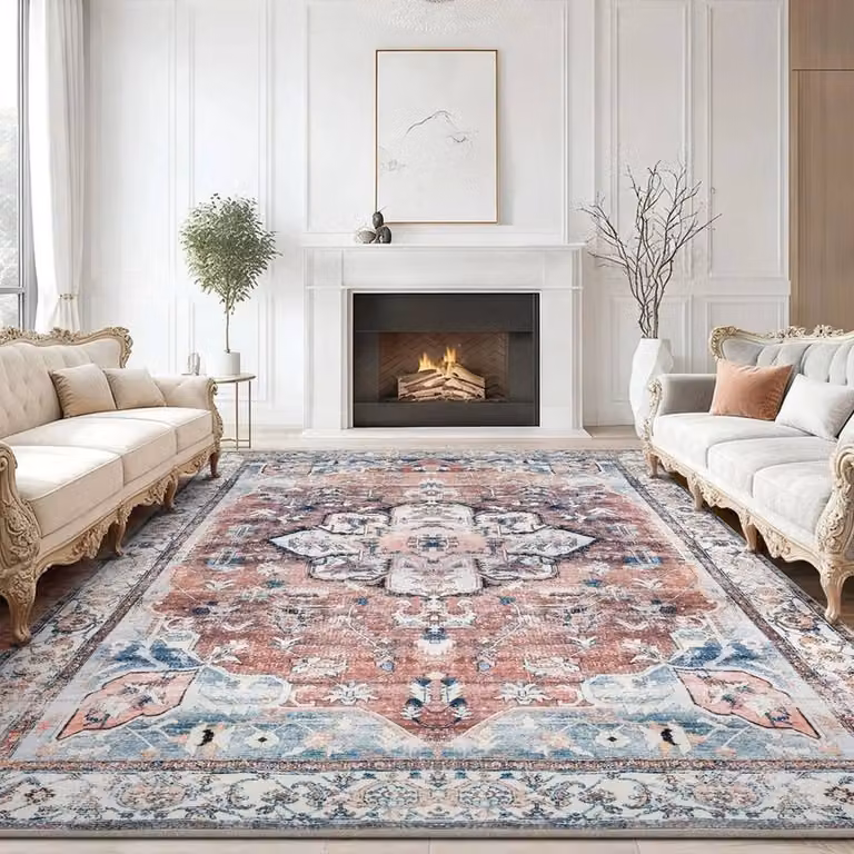 FLAVORA Luxury Non-Slip Large Traditional Oriental Rug in Multicolour, W/D: 140 x 200 cm