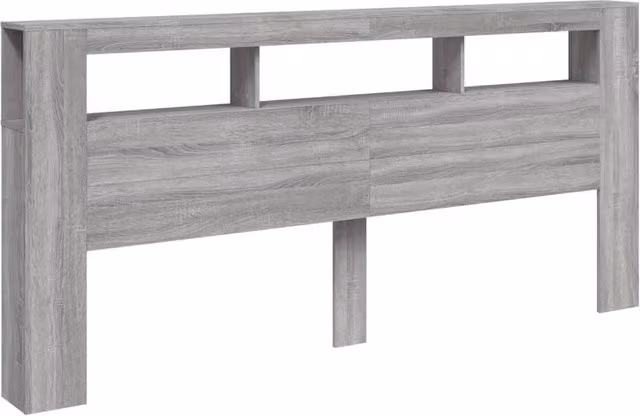 Berkfield Home Grey Sonoma LED Headboard with Integrated Shelf and Lighting, W/D/H: 220 x 18.5 x 103.5 cm