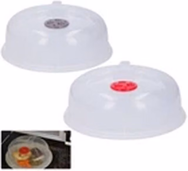Havendro 2 Pack Transparent Plastic Food Plate Dish Covers with Vented Handles and Microwave Safe Lids