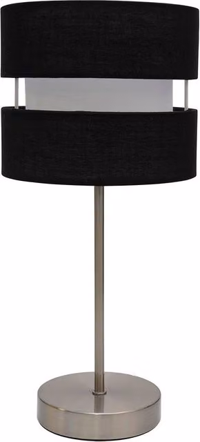 K LIVING Chrome Table Lamp with Layered Fabric Shade in Black, Yellow and Grey – 1
