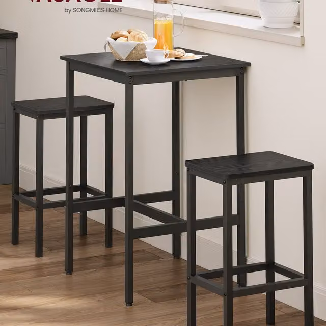 VASAGLE Industrial Bar Table and Stools Set in Black