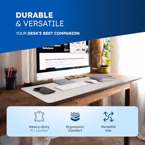DesireTech Reversible Office Desk Pad in Silver and White – 5