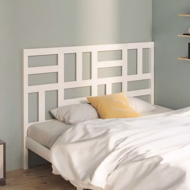 Berkfield Home White Solid Pine Wood Bed Headboard, W/D/H: 166 x 4 x 104 cm