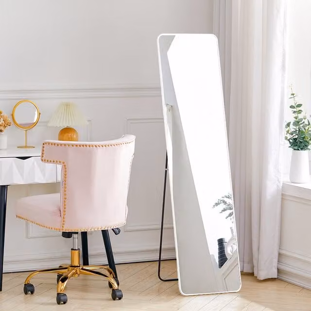 Livingandhome Modern Rectangular Full Length Mirror in Silver for Standing or Hanging