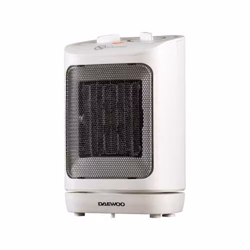 Daewoo 2000W White Ceramic Fan Heater with Thermostat, Tilt and Overheat Protection, W/D/H: 16 x 12.5 x 25 cm – 1