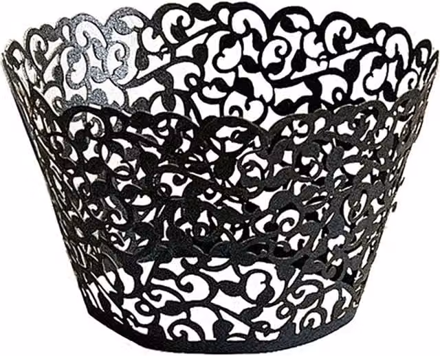 Neel Blue Paper Cupcake Wrappers and Muffin Holders, 25 Pieces, Black and Blue