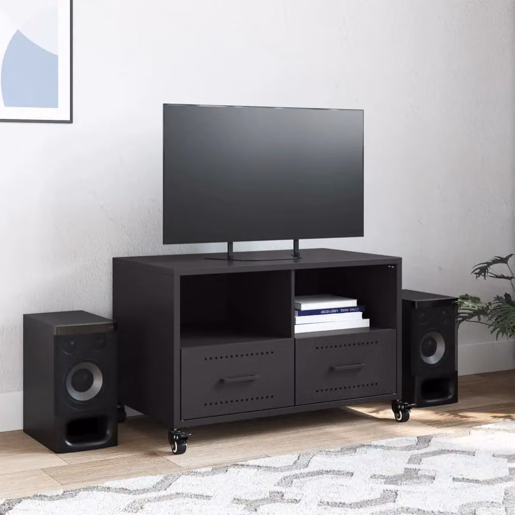 Berkfield Home Industrial Black Metal TV Cabinet W: 68 cm, D: 39 cm, H: 43.5 cm – 3