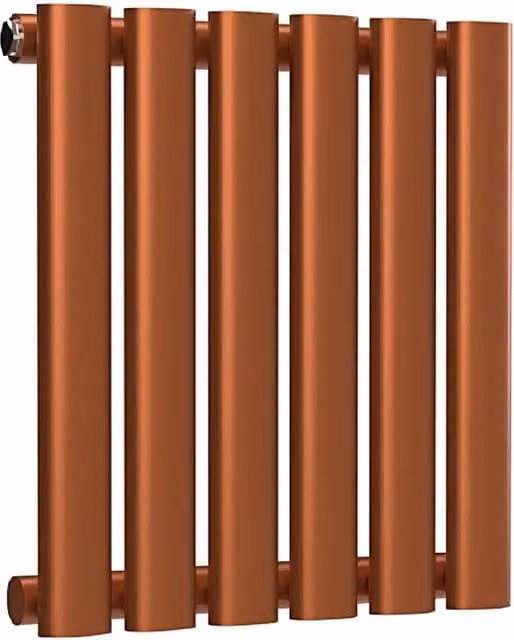 Lux Heat Oval Horizontal Steel Radiator in Bronze, W: 40.0 cm, H: 36.0 cm, D: 40.0 cm