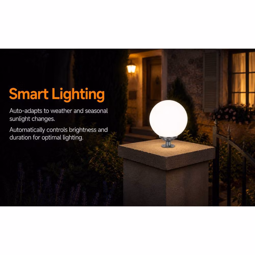 GWSOLAR Multicolour Solar Garden Sphere Light with Remote and Timer, White, Diameter: 25 cm – 3