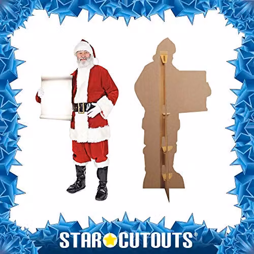 Star Cutouts SC15 Lifesize Santa Father Christmas Decoration with Small Sign, Red and Multicolour, Height: 180 cm – 4