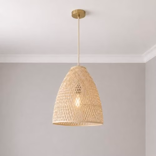 CGC Lighting Calista Bamboo Hand Made Easy Fit Cone Lampshade in Beige – 1