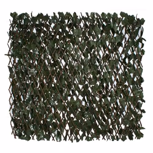 Primrose Artificial English Ivy Extendable Trellis Hedge Screening, Green and Brown, W: 2.0 m, H: 1.0 m – 1