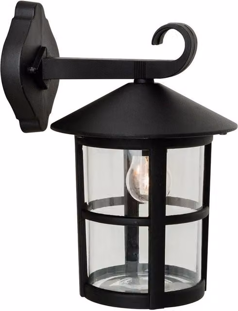 Netlighting Stratford Black Outdoor Wall Lantern Downlight with Transparent Glass, IP44, E27