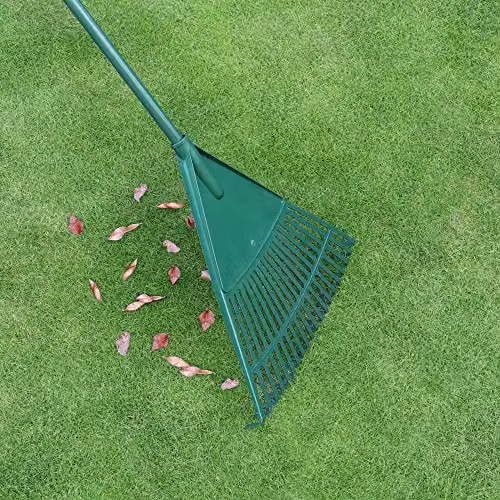 JVL Outdoor Garden Lawn Leaf Rake with Telescopic Handle, Green – 3