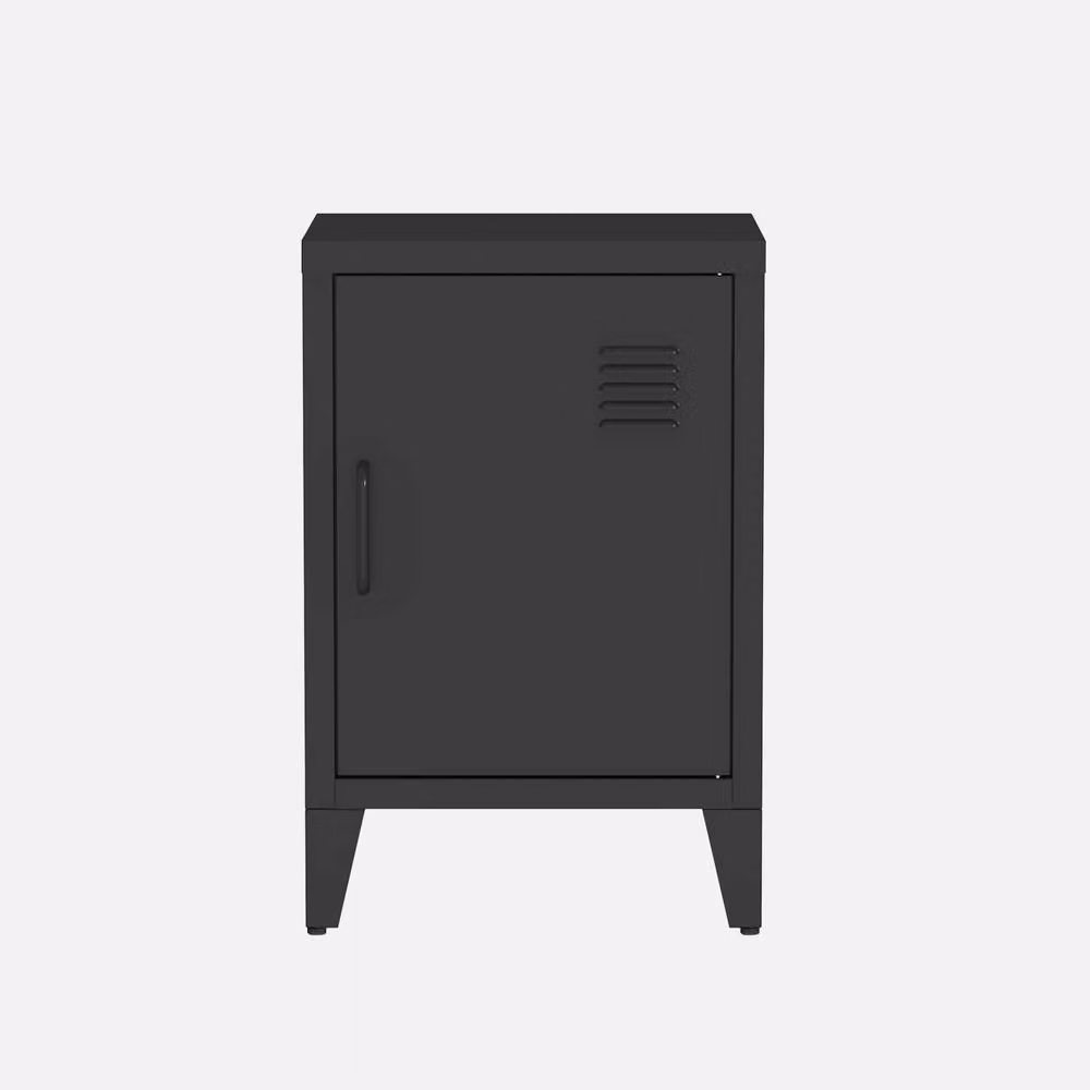 sweeek Metal Bedside Table with 1 Door in Matt Black, W/D/H: 38 x 38 x 55.7 cm – 2