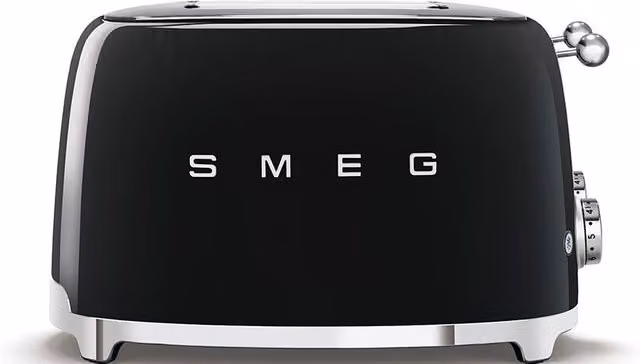 Smeg 4 Slice Toaster in Black with Extra Wide Slots and Cable Storage