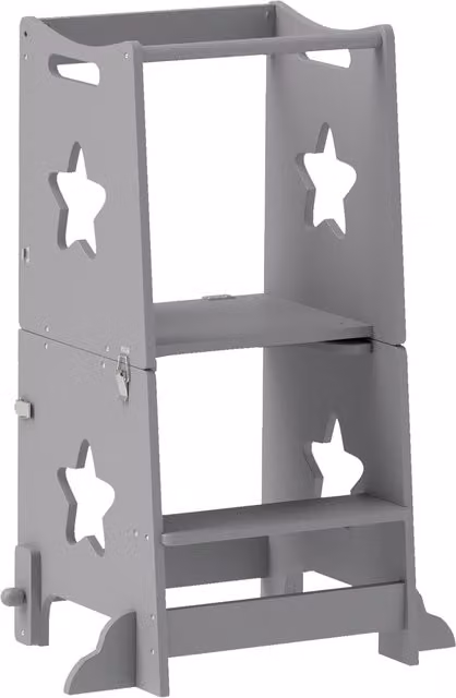 AIYAPLAY 2-in-1 Toddler Step Stool with Safety Rail for Kitchen and Bathroom, Grey
