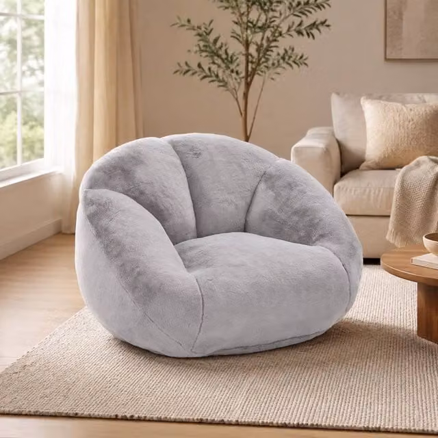 STILVORA Shell-Shaped Bean Bag Chair in Grey – 1