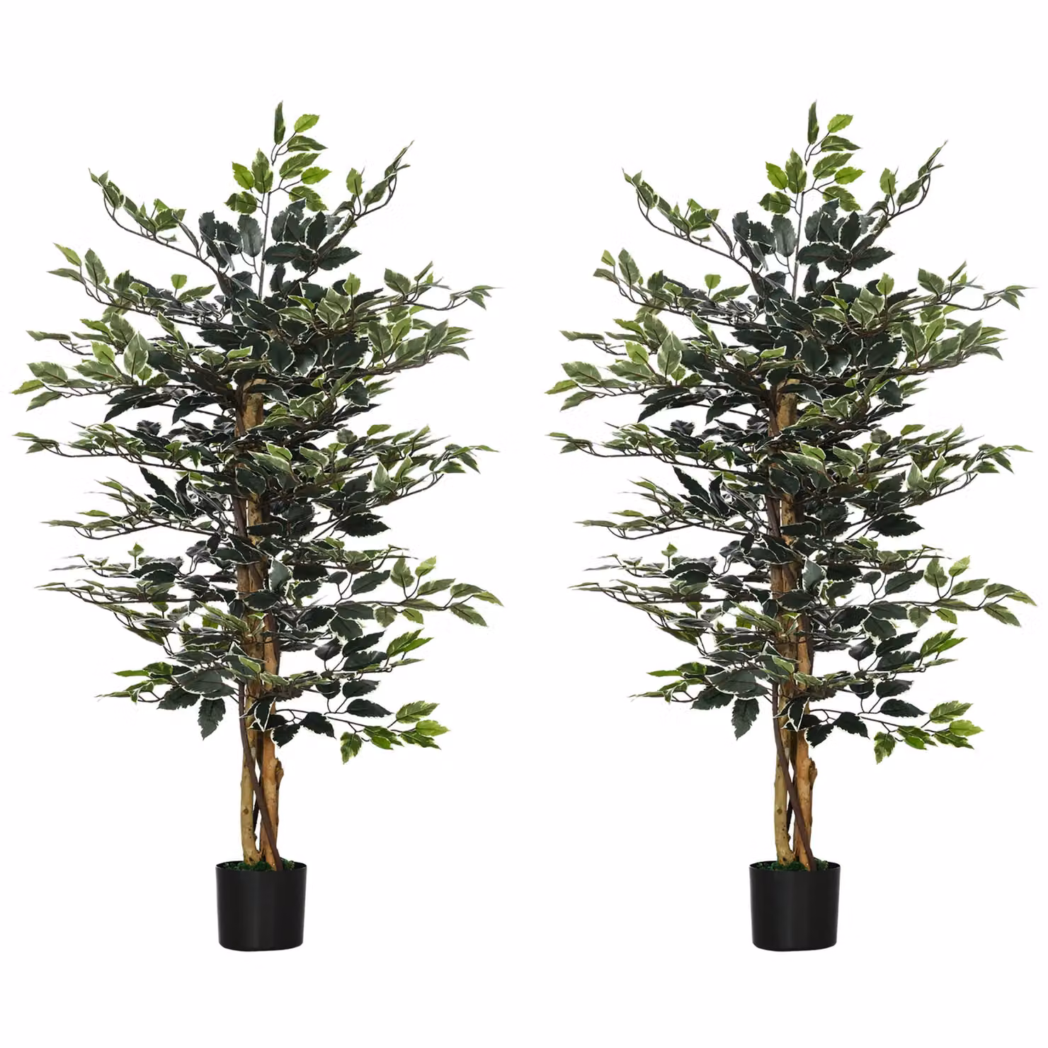 HOMCOM Artificial Ficus Tree in Green Pot, Height: 130 cm – 2