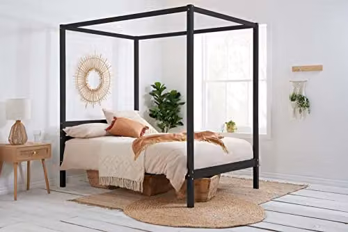Birlea Mercia Black Four Poster Solid Wood Canopy Bed Frame, W/D/H: 140 x 200 cm – 2