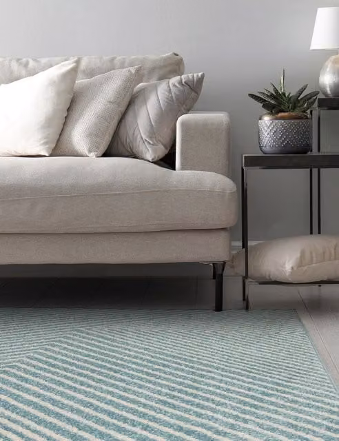 Asiatic Muse Blue Geometric Modern Flatweave Rectangular Rug