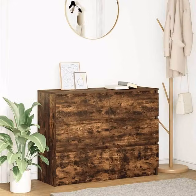 Berkfield Home Smoked Oak Sideboard in Brown, W/D/H: 100 x 35 x 76 cm – 1