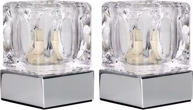 ValueLights Ice Cube Touch Table Lamps, Set of 2, Chrome