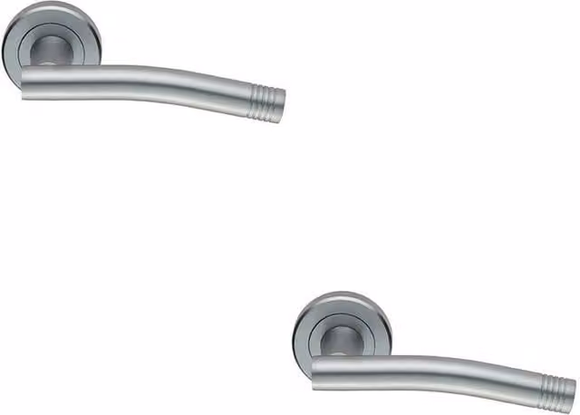 Loops 2x Pair Round Bar Handles with Arch Concealed Fix Round Rose in Satin Chrome
