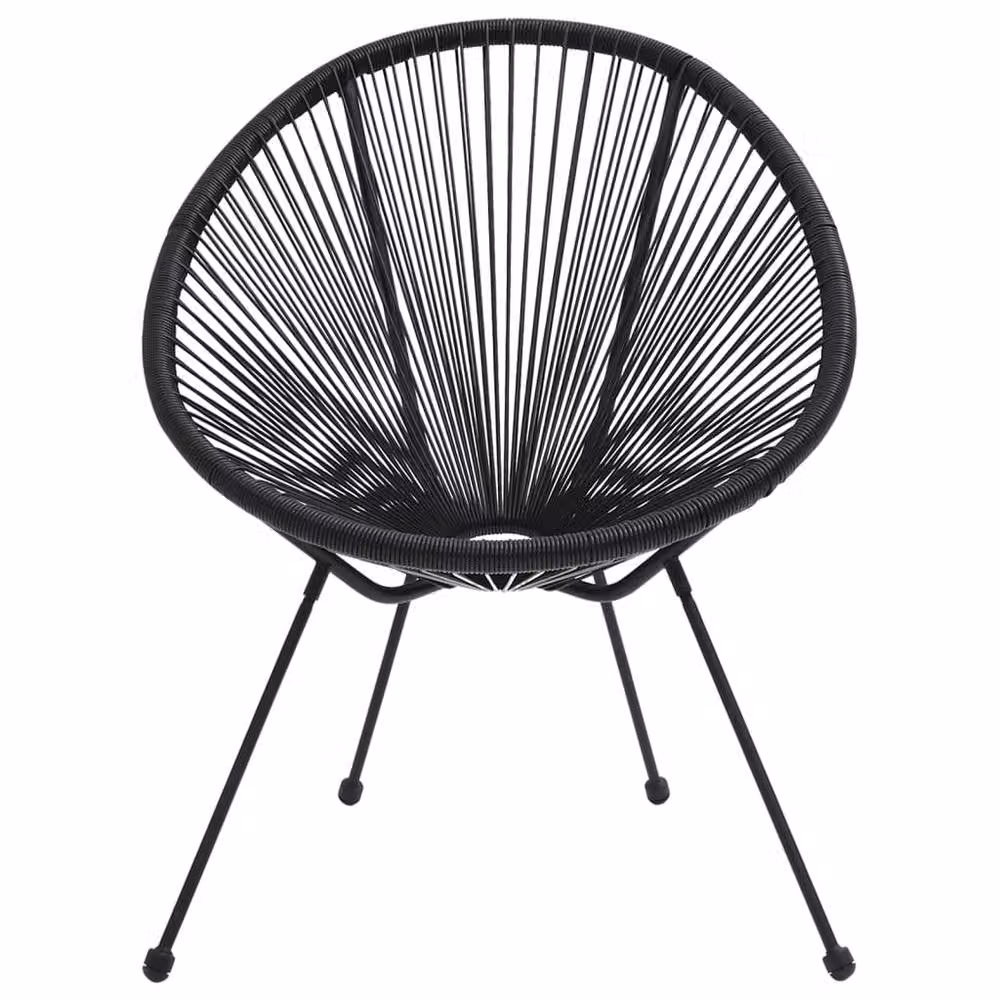 Berkfield Home Timeless 3 Piece Outdoor Dining Set in Black PVC Rattan and Steel with Transparent Glass Top – 3