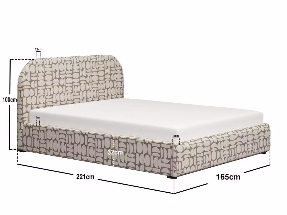 Flair Alba Jacquard Pattern Ottoman Bed in Beige Chenille Fabric, W/D/H: 140 x 200 x 55 cm – 4