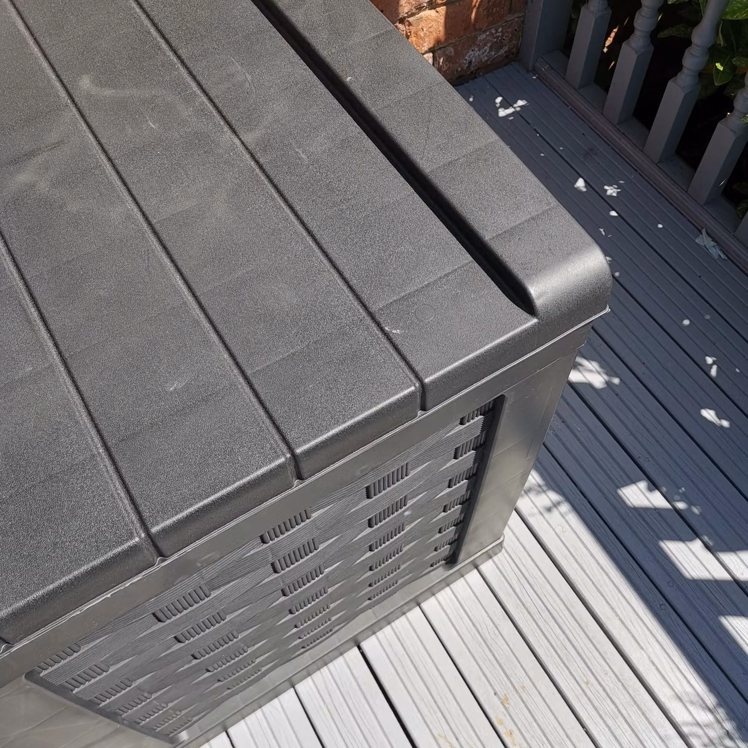 Samuel Alexander 634 Litre Rattan Effect Garden Cushion Storage Box with Sit on Lid in Black – 3