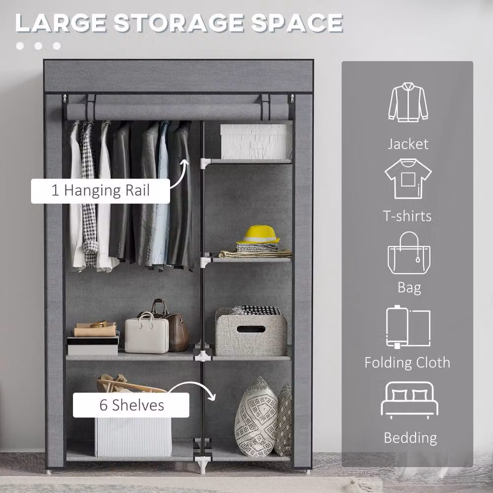 STILVORA Modern Grey Wardrobe with Roll Shutter Doors, Internal Shelves and Hanging Rod, W/D/H: 103.0 x 162.5 x 40.0 cm – 3