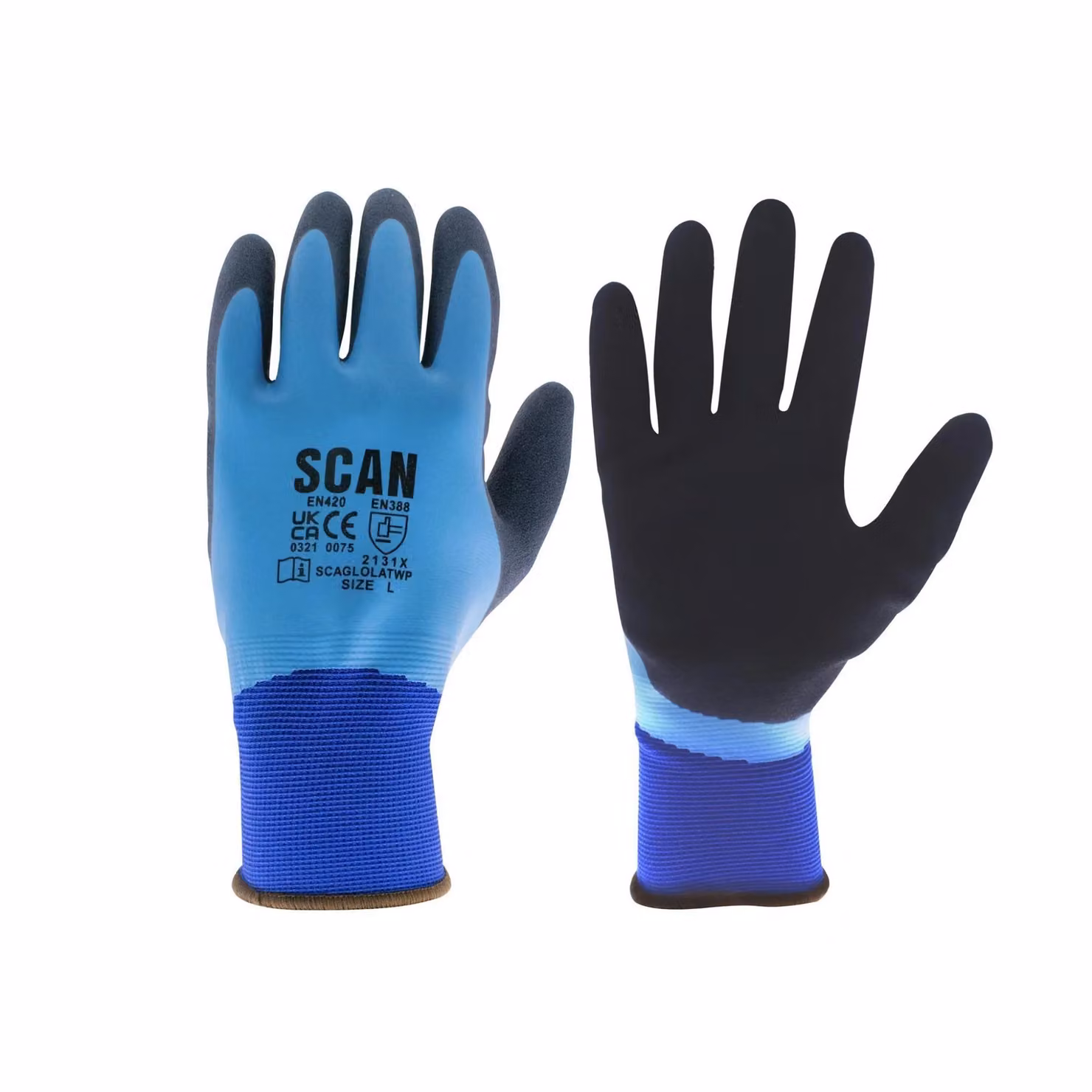 Scan Waterproof Latex Gloves, Blue, Medium – 2