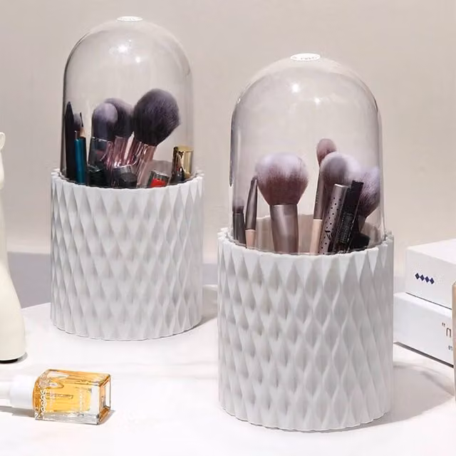 EONLION 360 Rotating Makeup Brush Storage Box in White, W/D/H: 5 x 5 x 5 cm