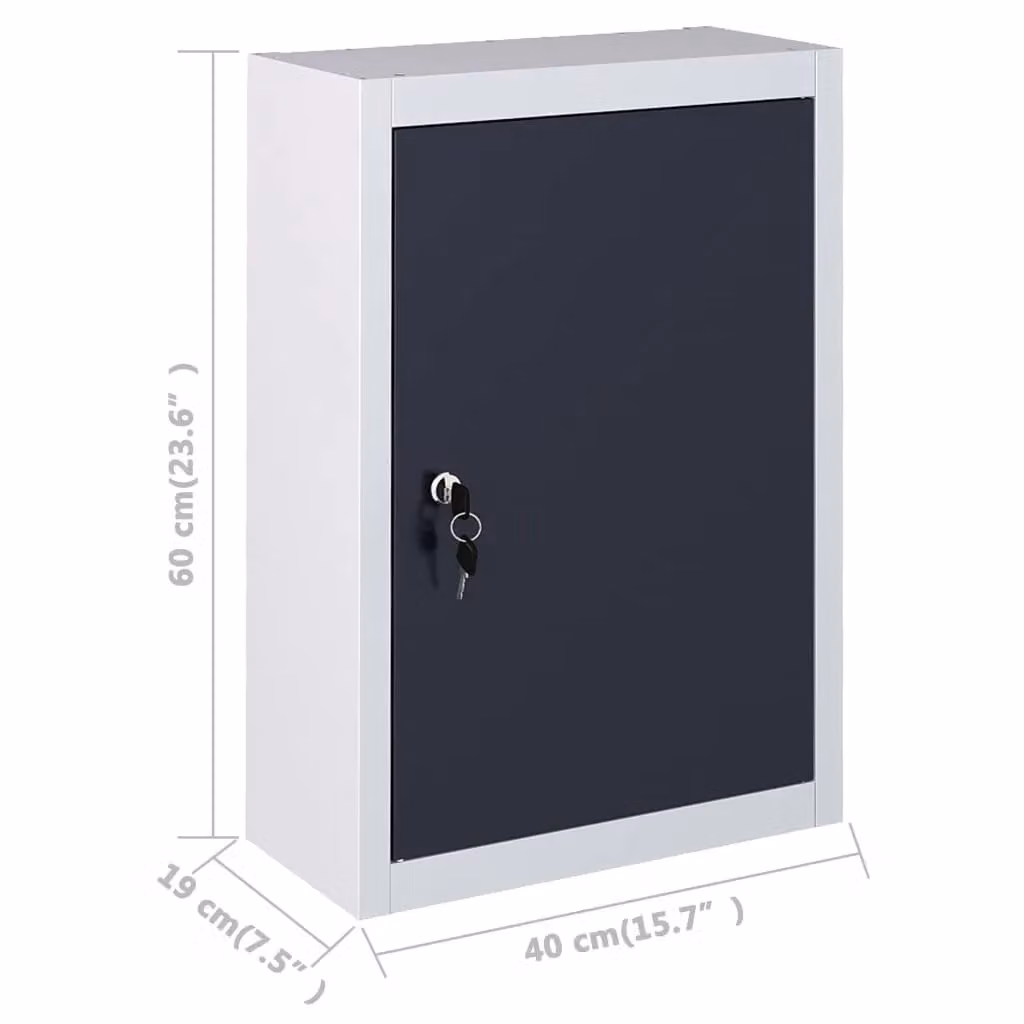 Berkfield Home Industrial Style Wall Mounted Metal Tool Cabinet in Grey and Black – 3