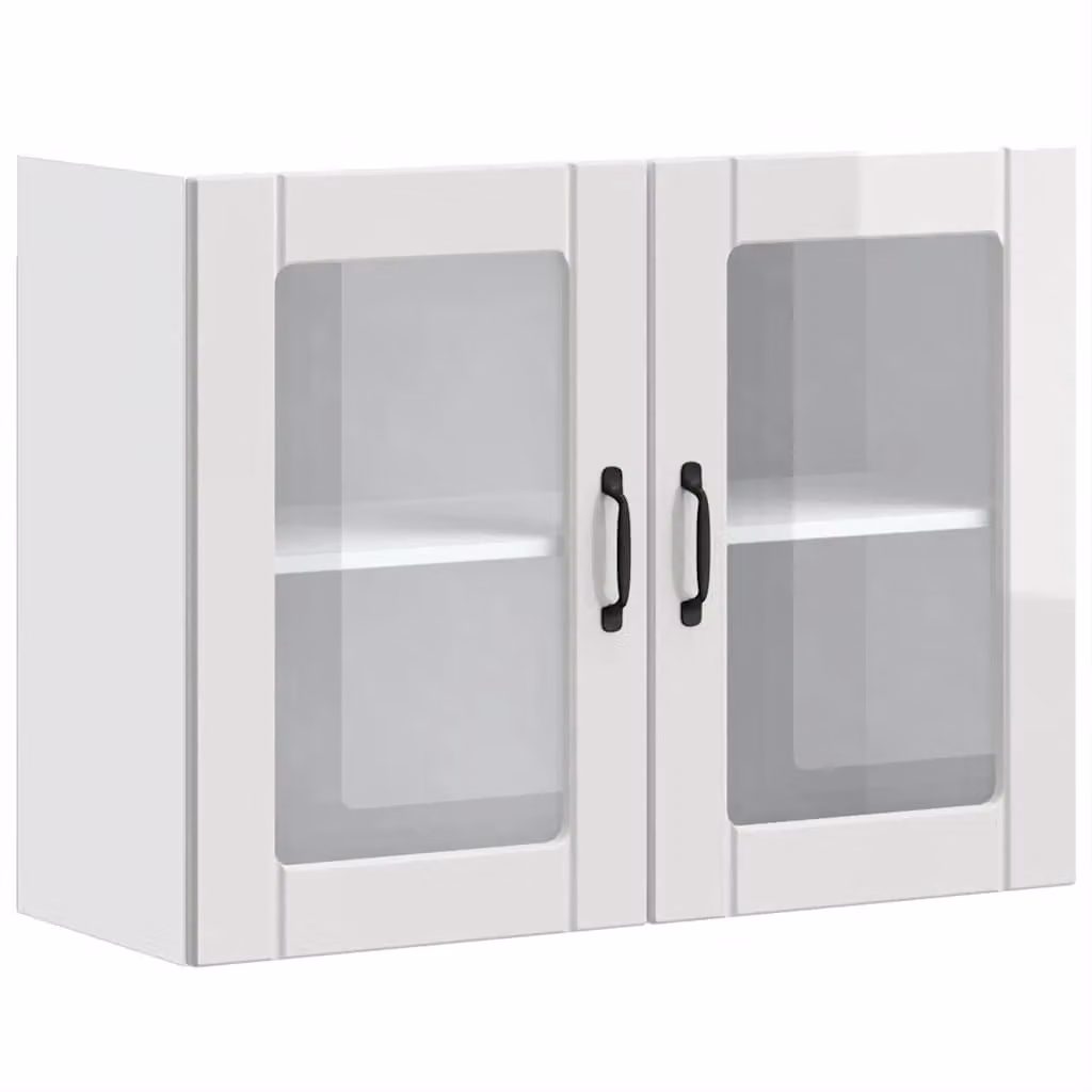Berkfield Home Lucca Modern Kitchen Wall Cabinet with Glass Doors in High Gloss White
