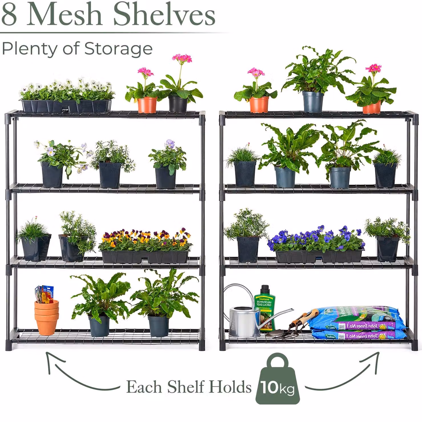 Christow 4 Tier Greenhouse Staging Plant Stand Rack in Black, W/D/H: 107.5 x 90 x 30 cm – 3