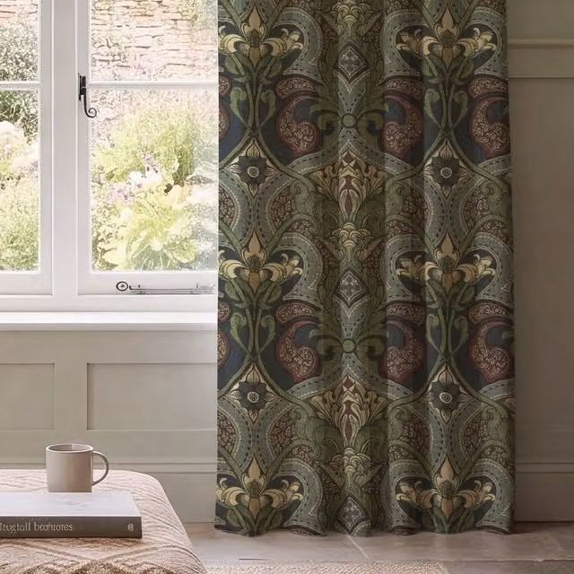 HOUSE Llewelyn-Bowen Gwendoline Printed Damask Made To Measure Blackout Curtains in Wildnavy