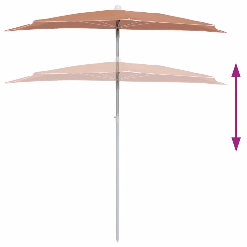 Berkfield Home Garden Half Parasol with Pole, Terracotta, W: 180 cm, D: 90 cm – 2