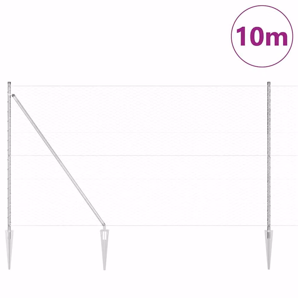 Berkfield Home Hexagon Fence in Silver Galvanised Steel, H: 160 cm x W: 10 m – 2