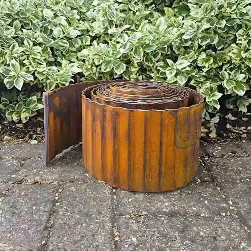 Primrose Red Galvanised Steel Wavy Border Edging Roll