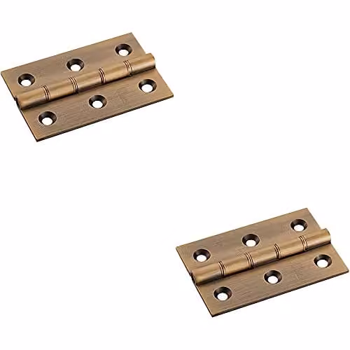 Loops 2 Pack Antique Bronze Brass Washered Butt Hinges W/D/H: 76 x 50 x 2.5 mm
