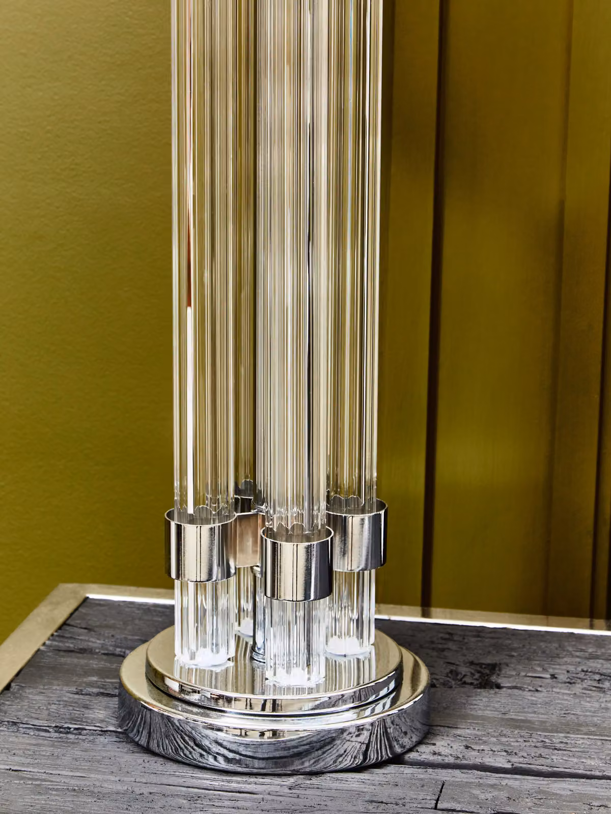 Fifty Five South Modern Silver and Ivory Table Lamp with Glass and Metal Details – 2