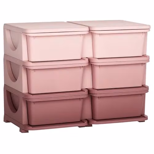 HOMCOM Pink 3 Tier Plastic Kids Toy Storage Organiser Tower – 1