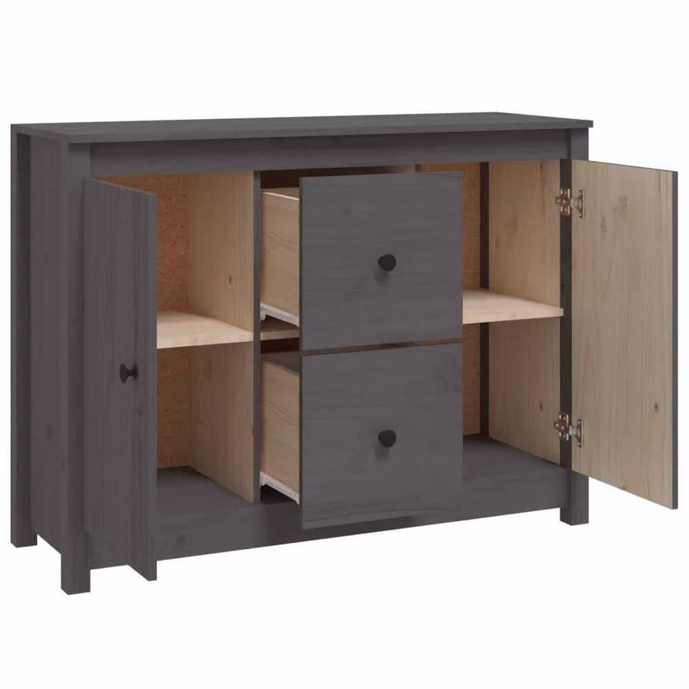 Berkfield Home Grey Solid Wood Pine Sideboard, W/D/H: 100 x 35 x 74 cm – 4