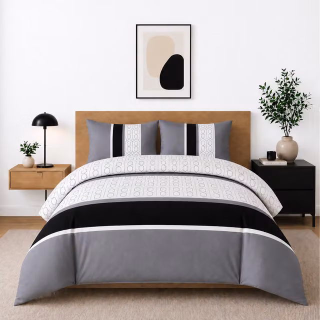 Pamposh Premium Microfibre Duvet Cover Set in Grey, Superking Size, includes 1 Duvet Cover and 2 Pillowcases