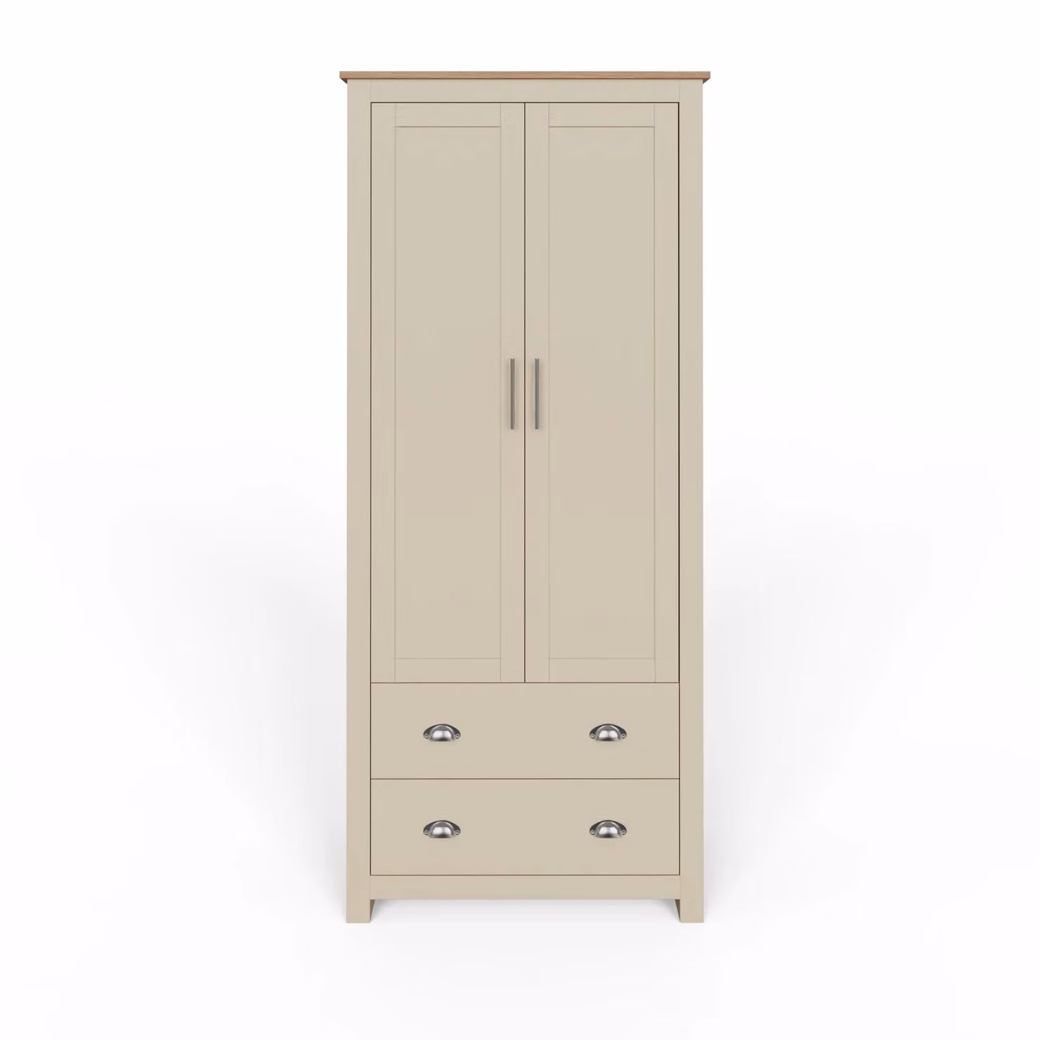 GFW Lancaster 2 Door 2 Drawer Wardrobe in Cream and Oak – 3