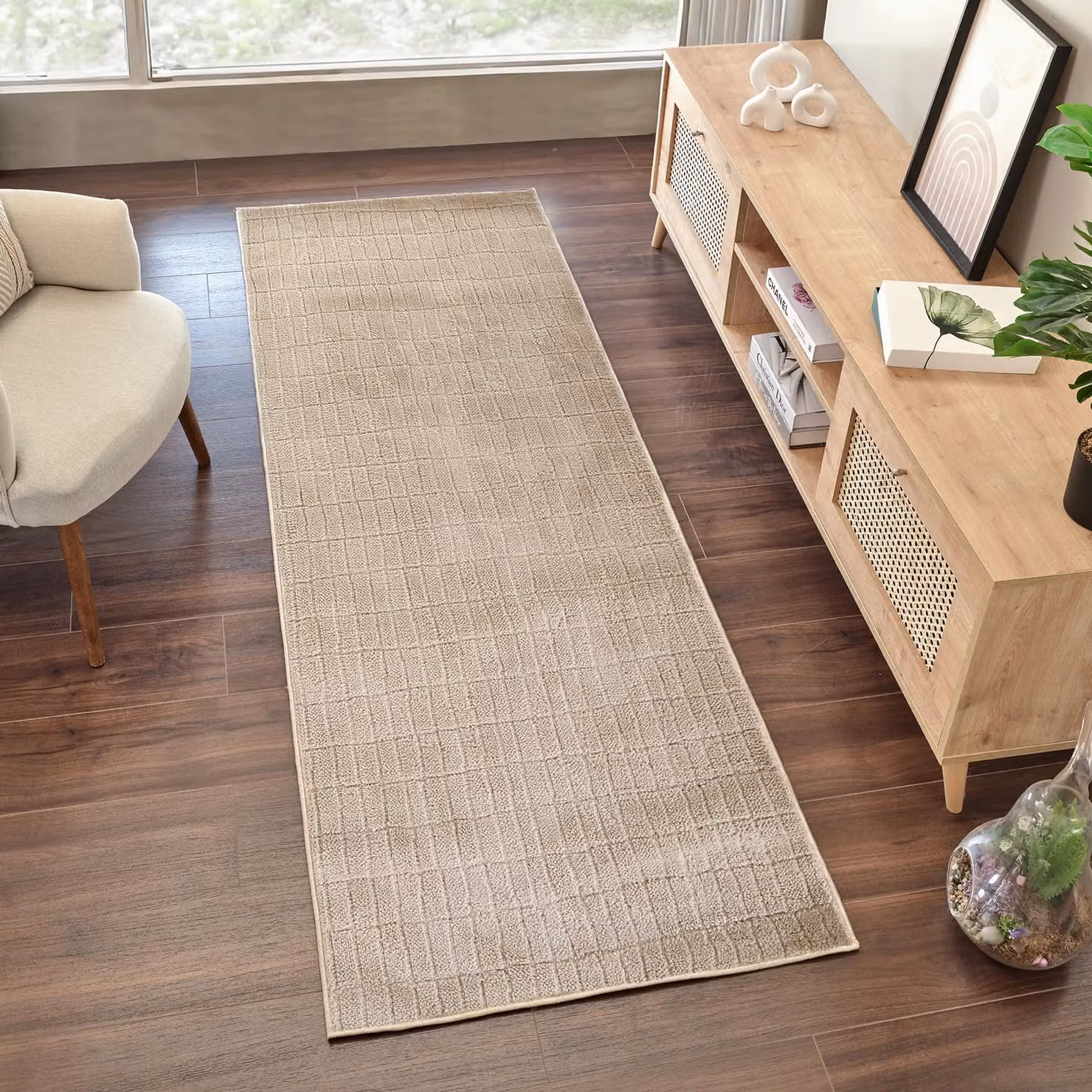 Livabliss PNW Home Cascade Ivory Brown Modern High Pile Living and Dining Rug, W: 80 cm, L: 220 cm – 2