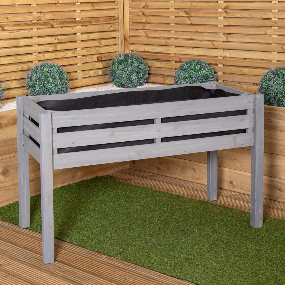 Samuel Alexander Grey Wooden Raised Garden Bed Planter with Slatted Base W: 75 cm, L: 123 cm – 3