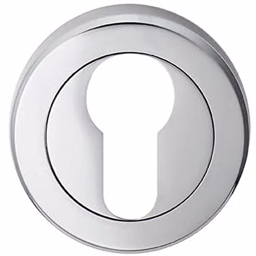 Loops 50mm Euro Profile Round Escutcheon with Bevelled Edge and Concealed Fix in Polished Chrome